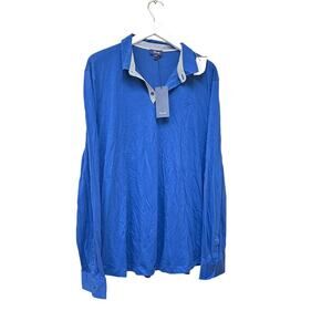 NWT Faconnable XXL Royal Blue Long Sleeve Collared Polo Shirt Golf Preppy Gift
